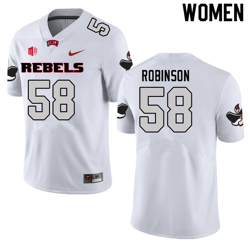 Women #58 Seth Robinson UNLV Rebels College Football Jerseys Sale-White - Click Image to Close
